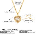 color: P1522-Heart Clear Crystal Zircon Necklace 40+5cm