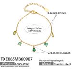 color: TXE065-Green Zircon Gold Bracelet -17+5cm