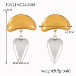 color: F1521-Gold-Steel Color Earrings