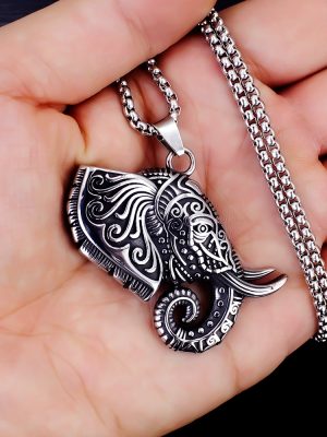 2026 New Elephant Stainless Steel Pendant Necklace All-Match Light Luxury Domineering Ornament