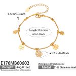 color: E176-Stainless Steel Zircon Gold Bracelet 17.5+5cm
