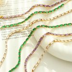 New High-Grade Light Luxury Design Color Zircon Personality Necklace Simple Jewelry Female Clavicle Chain