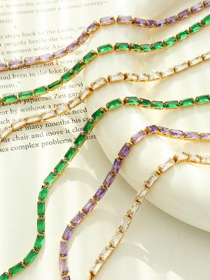 New High-Grade Light Luxury Design Color Zircon Personality Necklace Simple Jewelry Female Clavicle Chain