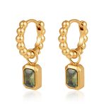color: Round Bead Ear Cuff Emerald Green Gold