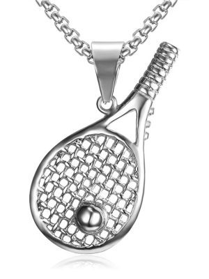 New Sports Lattice Stainless Steel Tennis Rackets Pendant Necklace