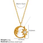 color: XL180 White Cat's Eye Stone Gold Necklace