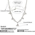 color: TXP386-A Style Butterfly Zircon Steel Color Necklace