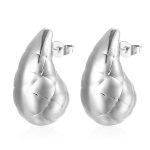 color: Grid Pattern Hollow Drop Earrings Steel Color MS-355