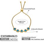 color: E305-Blue Zircon Gold Bracelet -23cm