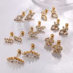New Inlaid Crystal Earrings Earrings Versatile Light Luxury Stainless Steel Gold Plated Women
