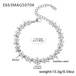 color: E663-Steel Color 5A Zircon Drop Bracelet 16+5cm