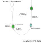 color: TXP273-Green Color Drop Steel Color Long Style Necklace 82+5cm