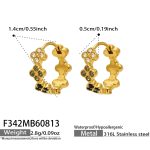 color: F342-Black Zircon Gold Earrings