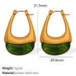 color: EH736 Green Resin Gold Earrings