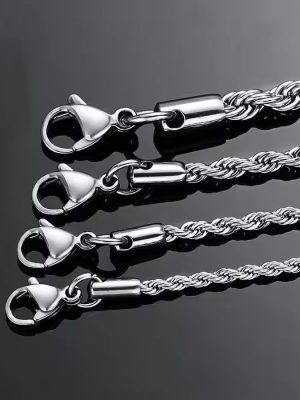 Stainless Steel Cuban Link Chain Twist Necklace Sweater Chain Men's Head Collar Ornament