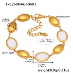 color: TXE269-Gold White Opal Bracelet 17+5cm