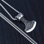 Hip Hop Axe Taiji Buddha Stainless Steel Pearl Chain Necklace Vintage Pendant Ornaments