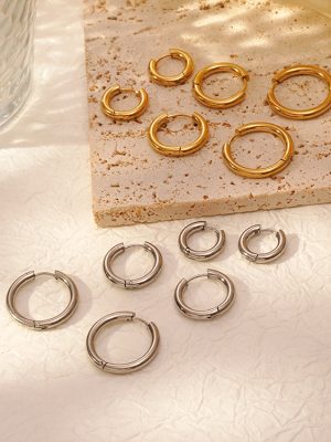 Stainless Steel Ear Clip Unisex round Ring Simple Earrings