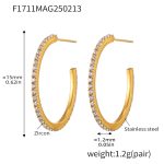 color: F1711-A Style -Gold White Zircon Earrings -15mm