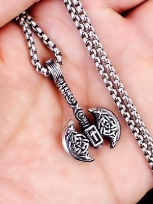 2026 New Domineering Stainless Steel Hammer Necklace Axe Small Pendant Clavicle Chain Sweater Chain