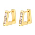 color: Triangle Inlaid Zircon Earrings Gold MS-602
