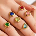 High-Grade Ring with Super Flash Glass Stainless Steel 18K Gold Plating Women's Bracelet Ornament