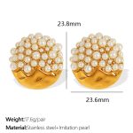 color: EH786 White Bead Gold Earrings