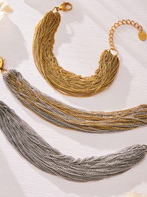 Stainless Steel Multi-Layer Bracelet Necklace Heavy Metal Exaggerated Personalized Geometric Color Matching Jewelry Set