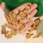 Stainless Steel 18K Gold Plating Accessories Christmas Design Element Series Pendant New Cute Cartoon Ornament