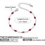 color: TXE559-Steel Color Red Enamel Bracelet 16+5cm