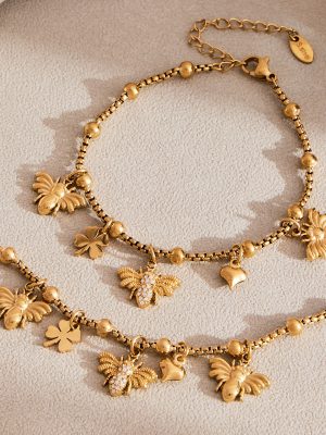 Super Flash 5A Heart-Shaped Zircon Insect Multi Accessories Clip Bead Necklace Collarbone Necklace Bracelet Plated 18K Gold Accessories