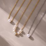 Light Luxury Exquisite Shell Pearls Necklace Women's Stainless Steel Plated 18K Real Gold Clavicle Chain Jewelry