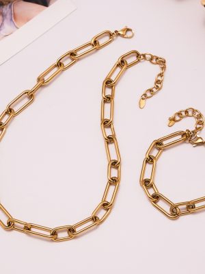 Heavy Industry Bold Chain Hand-Assembled Bracelet Necklace Environmentally Friendly Stainless Steel Material Plated 18K Gold Jewelry