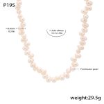 color: P195-Gold Freshwater Pearl Necklace 35+8cm
