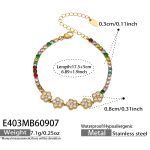 color: E403-Flower Multicolor Zircon Gold Bracelet -17.5+5cm