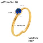 color: A953-Gold Blue Zircon Ring / size: US 7