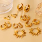 Vacation Geometric U-Shaped Triangle Earrings Gold Non-Fading Sun Shape Commuter Earrings for Women