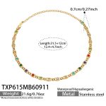 color: TXP615-Multicolor Zircon Gold Necklace -31.5+12cm