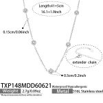 color: TXP148-White Zircon Steel Color Necklace 41+5cm