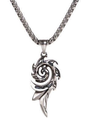 Personalized phoenix flame stainless steel men's pendant, men's square pearl necklace