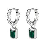 color: Round Bead Ear Cuff Emerald Steel Color