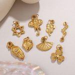 Stainless Steel DIY Pendant Parts Plated 18K Gold Palm Six-Pointed Star Shape Ornament Female