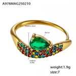 color: A978-Gold Green Zircon Ring / size: US 7