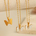 Sweet Maker's Mark Necklace New Design Inlaid Zircon White Shell Butterfly Fairy Clavicle Chain High-End Jewelry
