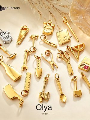 Mini Tableware Pendant Wrench Axe Scissors 18K Gold Plating DIY Handmade Jewelry Accessories