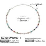 color: TXP615-Multicolor Zircon Steel Color Necklace -31.5+12cm