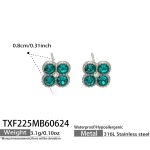 color: TXF225-Teal Color Zircon Steel Color Earrings