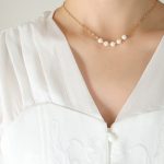 color: P1181-Gold Shell Pearl Necklace -40+5cm