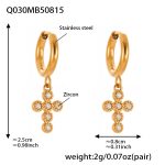 color: Q030-Gold Cross Zircon Earrings