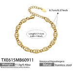 color: TXE615-White Zircon Gold Bracelet -17+5cm